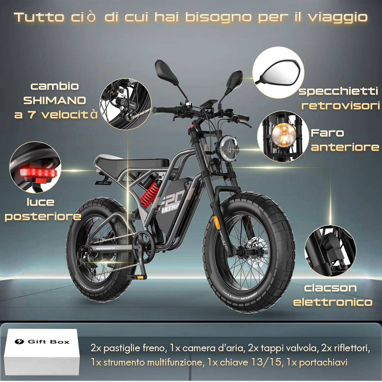 Fafrees F20 Ultra Bici Elettrica E-Bike, Batteria 48V 25Ah, Città Elettrici da 20 * 5.0 Pollici, Motore Fatbike, Autonomia Mountain Bike Fino a 80-140 km