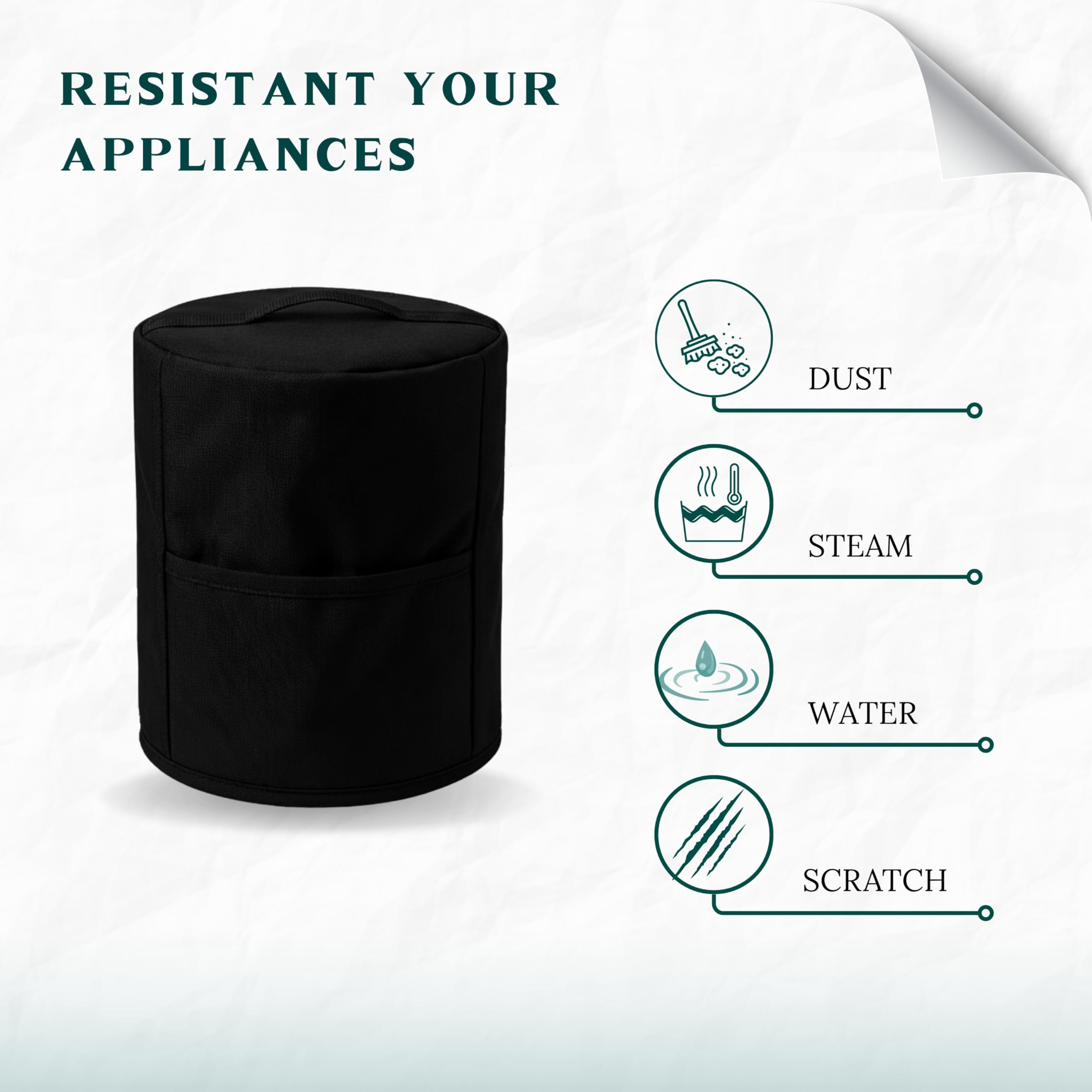 KHOOBREZ Electric Kettle Dust Cover | Waterproof Appliance Cover for Electric Kettle | Scratch & Dust Protection Cover with Handle Opening | Kitchen Appliance Storage Cover (Black) 2