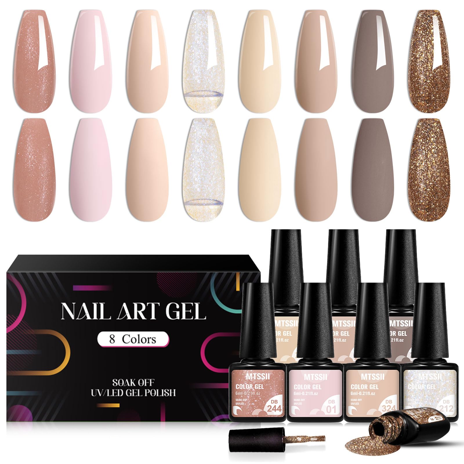 Amazon.com : MTSSII Gel Nail Polish Set - 8 Colors Nude Gel Polish