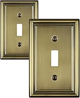 Vista 1 de Paquete de 2 cubiertas para interruptor de luz, cubierta de placa de interruptor de palanca individual, placa decorativa de pared de metal de latón