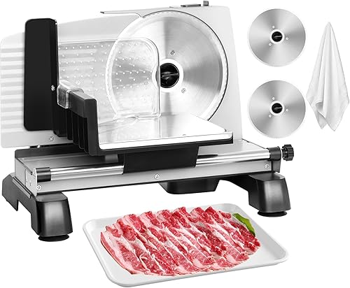 Cortador de carne con 2 cuchillas extraíbles de 7.5 pulgadas, cortador eléctrico de alimentos de 200 W para uso comercial y doméstico, grosor