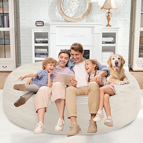 Miniatura 36 de Homguava Sillón tipo puf de 4 pies: Pufs de 4' con espuma viscoelástica rellena, grandes sillones tipo puf, sofá suave con funda de terciopelo Negro