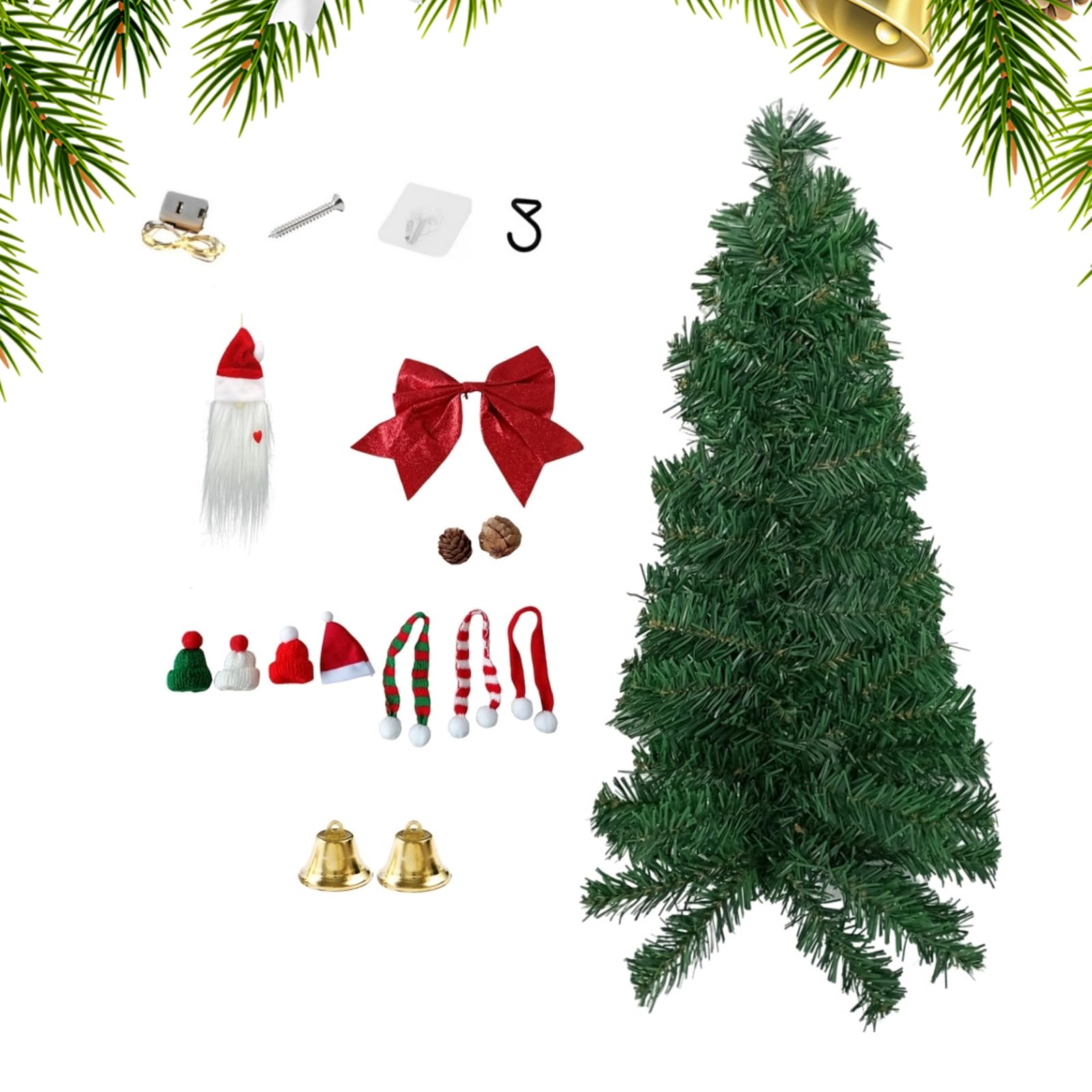 Couronne de Noël pour Porte d'Entrée avec Ruban et GNOME de Décoration