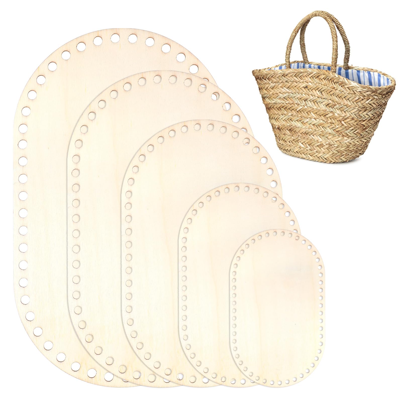 5 piezas de base de bolsa de madera, base de cesta de madera ovalada, moldeador de base de madera natural, moldeador de base de tejido de madera para manualidades de cestas DIY, suministros para hacer tejidos.