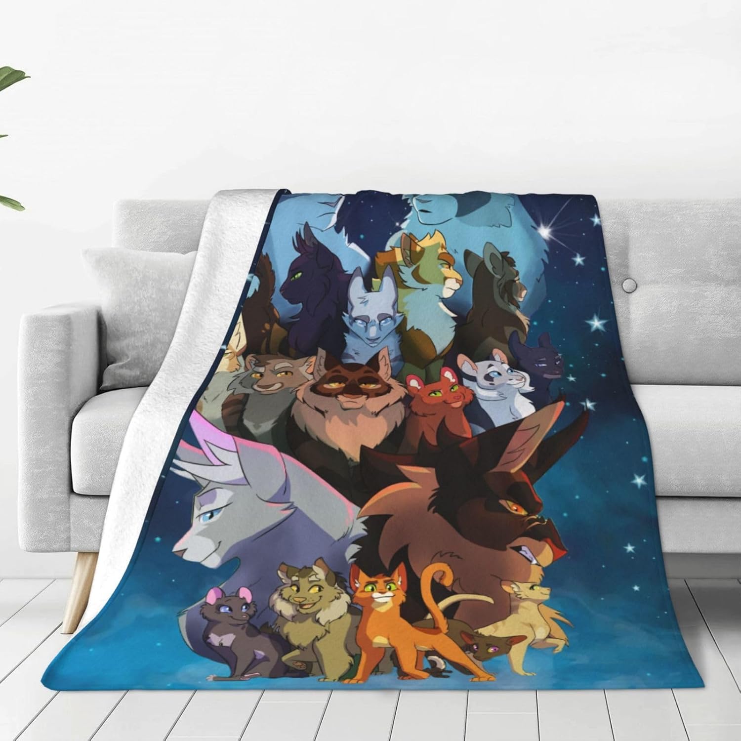 Warriors Cats Blanket Soft Cozy Fleece Throw Blanket Plush Lightweight Warm Fuzzy Flannel Blankets and Throws for Boys Girls Adults Couch Sofa Bed 60"X50"