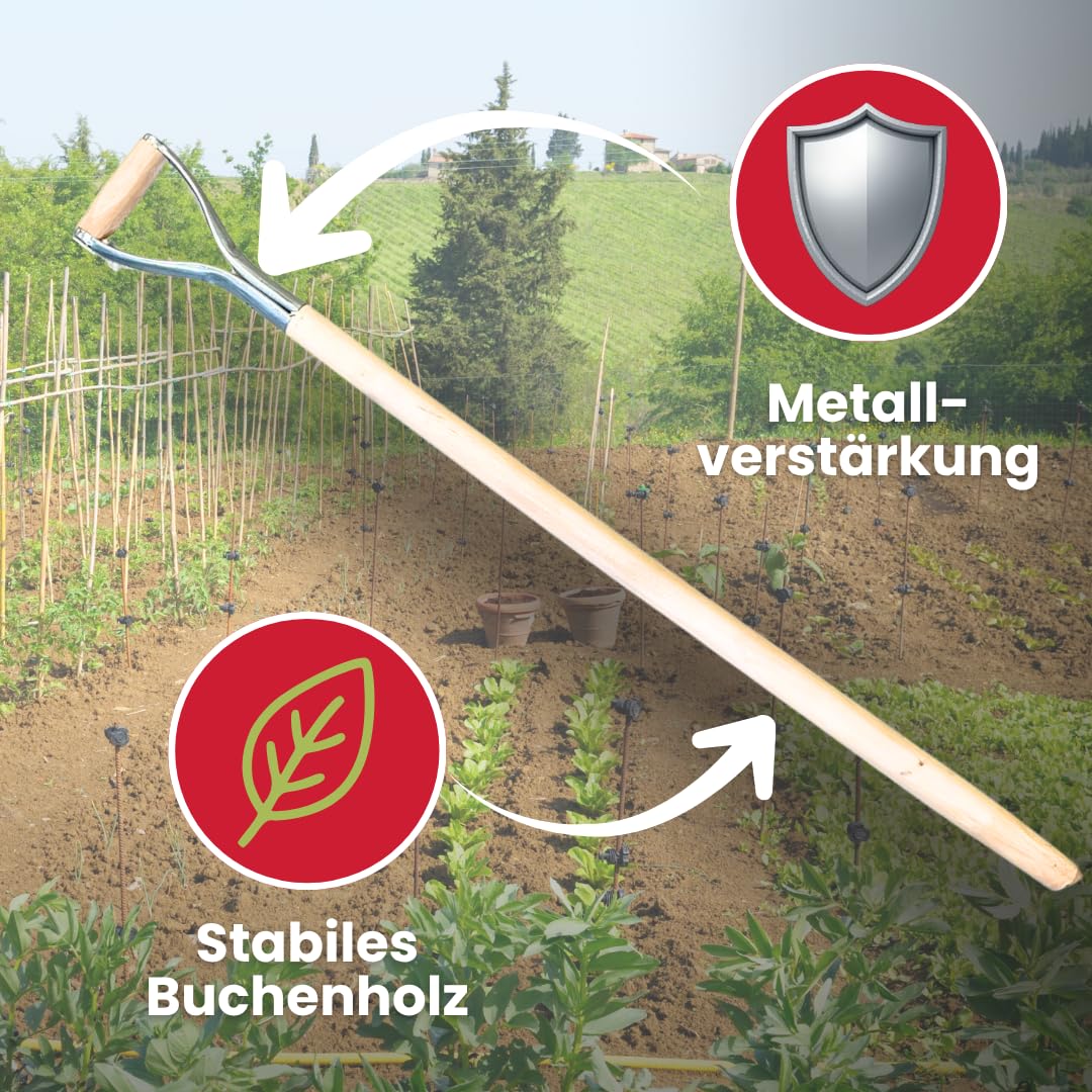Holzstiele mit Metal, Schaufelstiel, Holzstiel, D Griff Für Spaten, Spatenstiel aus Bochenholz, Ersatzstiele Sehr Stark, Holzstiele für Gartengeräte - 3 STK.