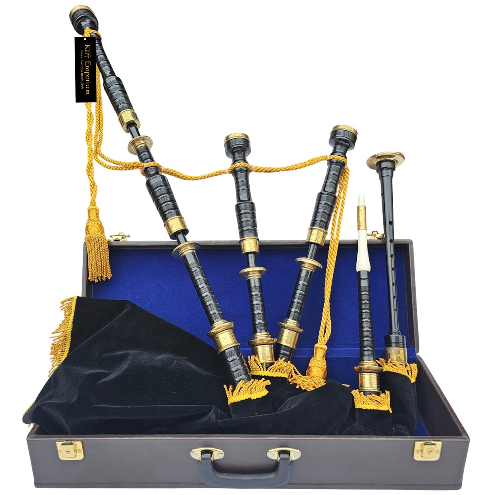 Kilt Emporium Traditional Scottish Bagpipes - Full Set with Accessories and Hard Case