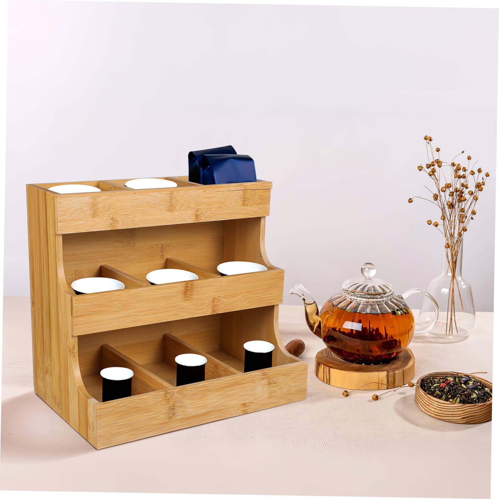 Ipetboom Estante De Almacenamiento para Bolsitas De Té Soporte De Madera para Oficina Organizador De Bolsas De Té para Guardar Cocina Estante y Azúcar