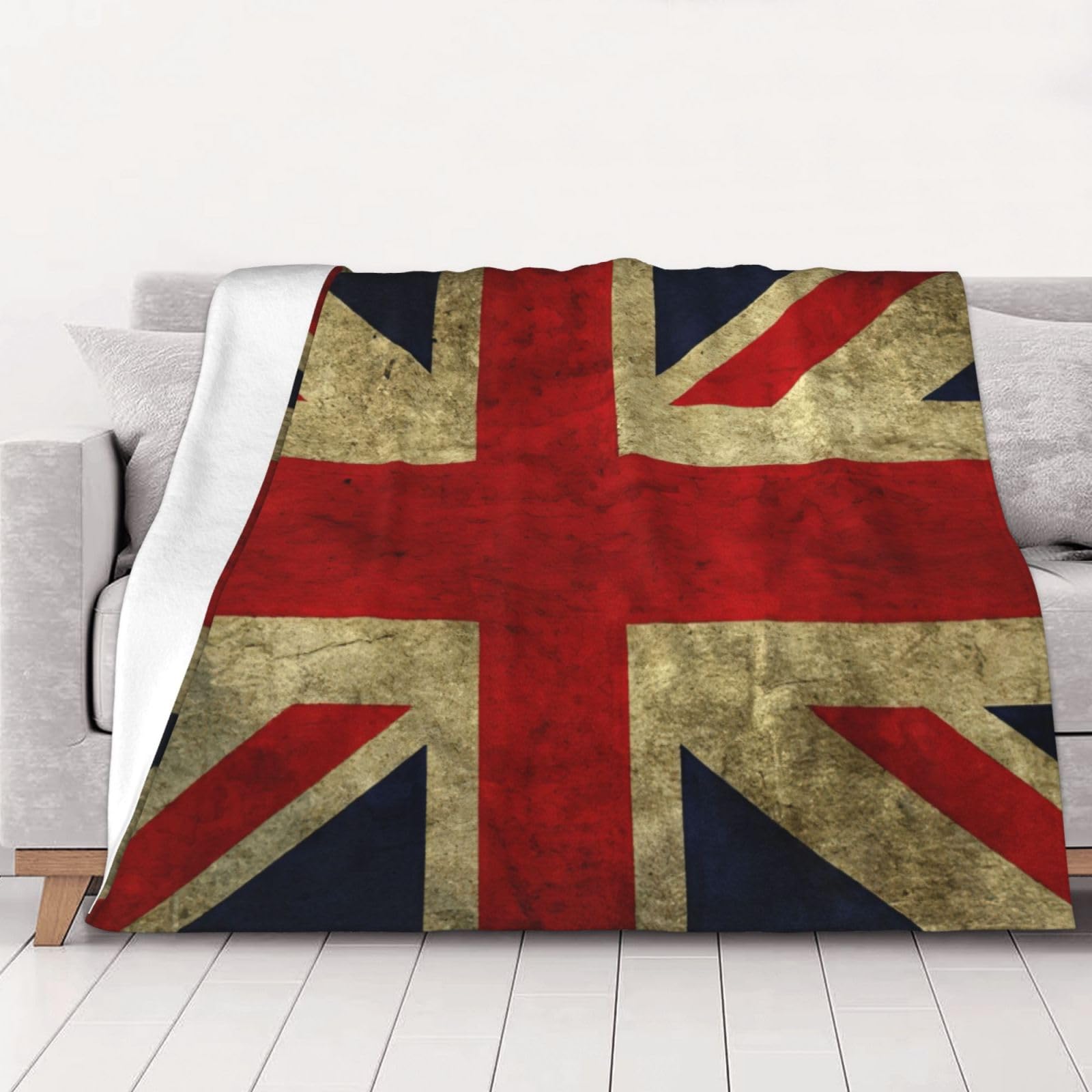 Couverture flanelle motif Union Jack en tissu premium pour lit et canapé chic