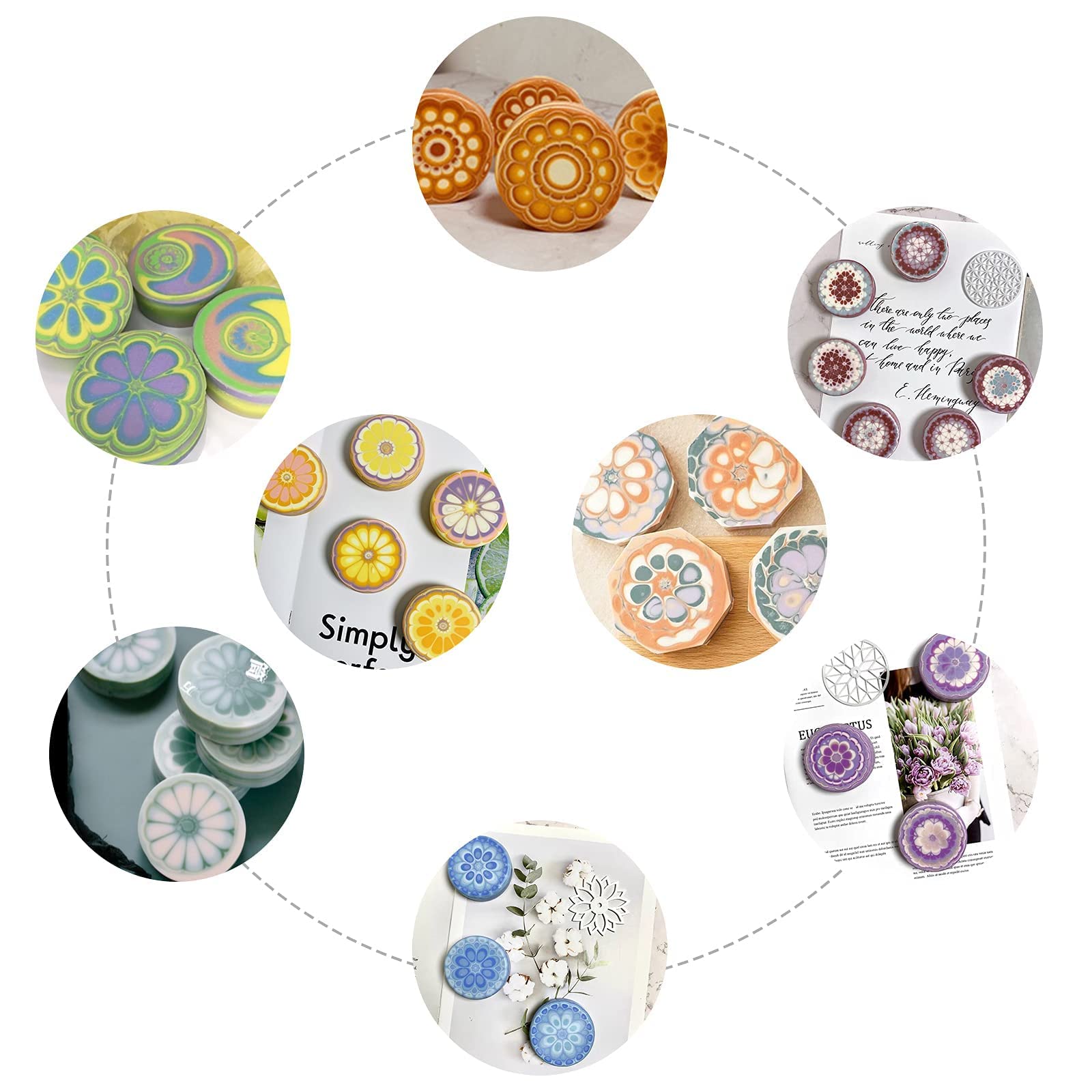 Moule à savon rond exquis pour savon créatif - Moule à tirer à travers pour savons faits à la main, bougies, décoration de gâteau, kit d'outils de fabrication de savon pour adultes