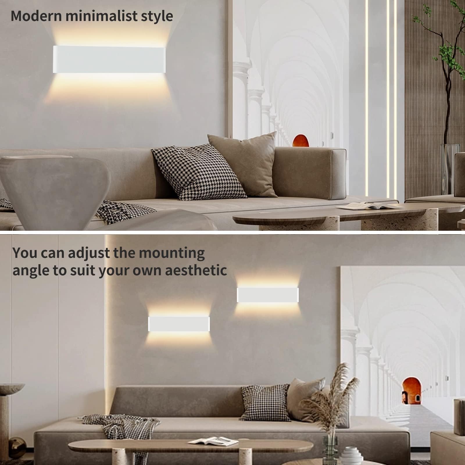 Lureshine Applique Murale Interieur 16W 40CM Haut et Bas Luminaires Intérieur Aluminium Décorer/Moderne Applique Murale Blanc Chaud 3000k Appliques Convient pour Salon|Chambre|Couloir（Blanc）