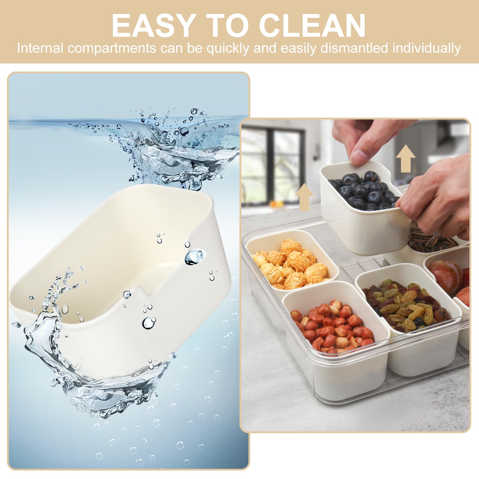 Bandeja Dividida Para Servir Con Tapa Y Asa, Contenedor De Charcutería Para Aperitivos Portátiles, Organizador Transparente Para Dulces, Frutas, Nueces, Aperitivos, 8 Compartimentos, Contenedor Para