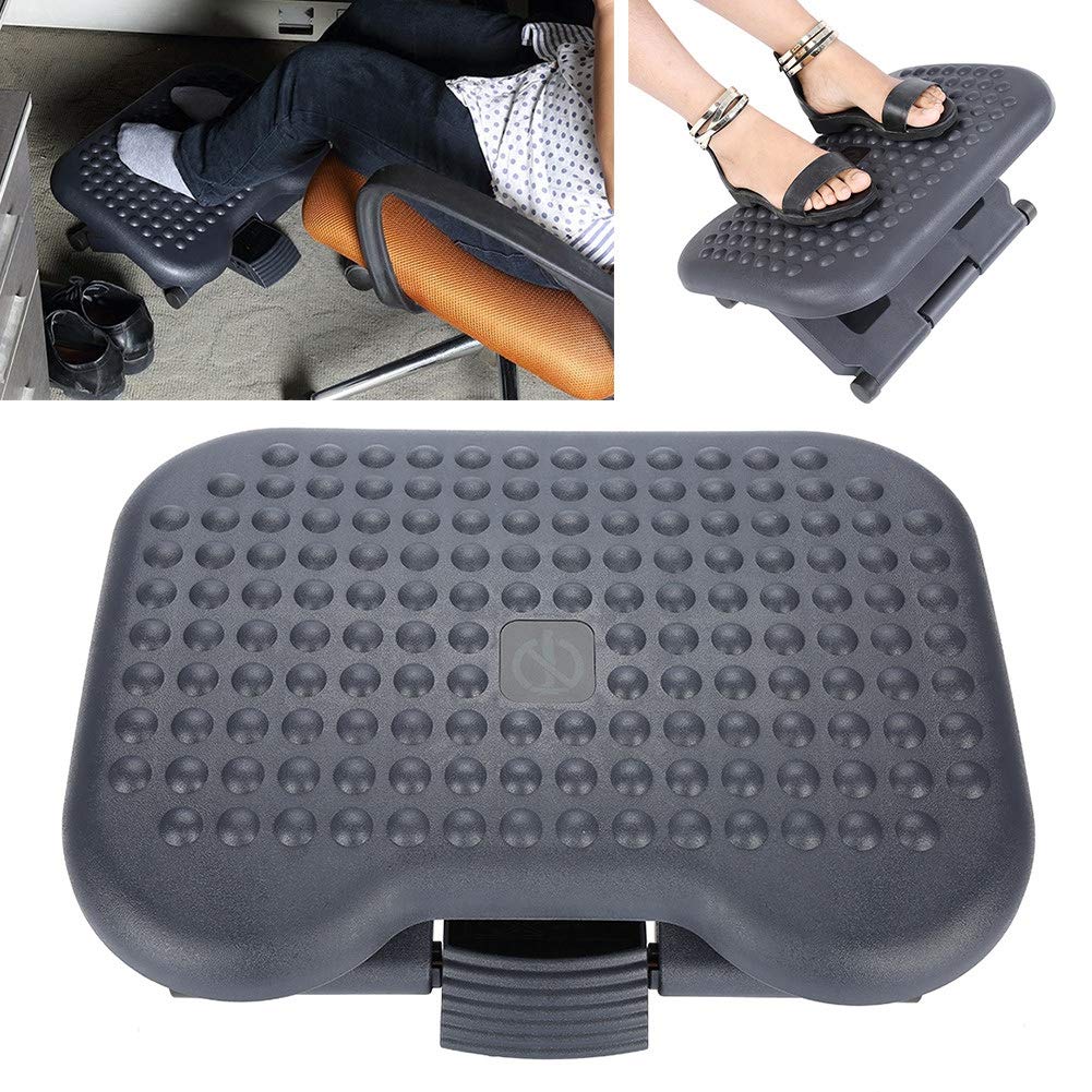 Generic Taburete con Reposapiés de Ajustable, Ergonómico, Portátil, para Oficina y Hogar, Color Negro, 7-15cm