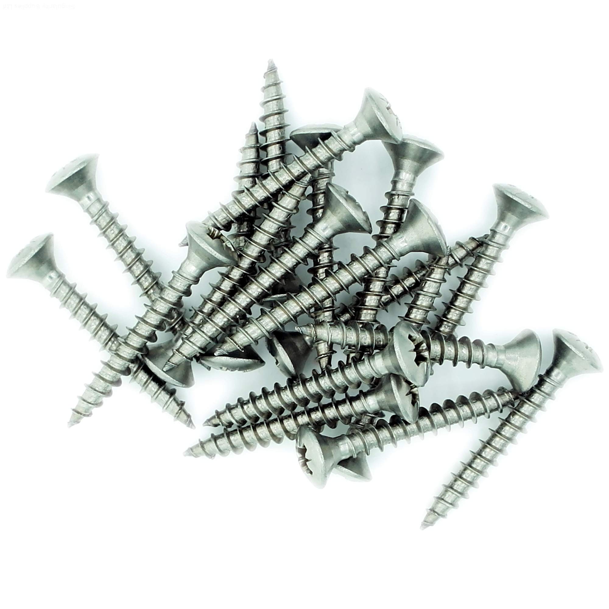 Singularity Supplies No.4 X 1 (3Mm X 25Mm) Pozi Raised Countersunk Chipboard Screw - Stainless Steel (A2) (Pack Of 20)
