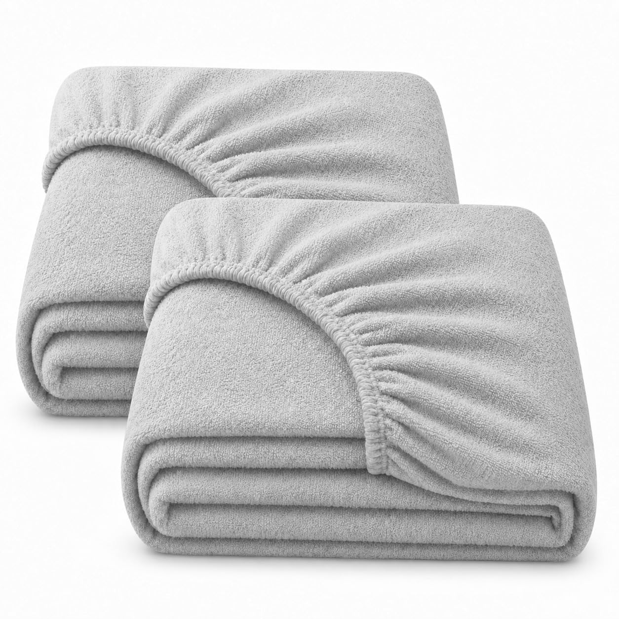 My Little World Cotton-Rich Terry Fitted Moses Basket Sheets, Grey, 2 Pack
