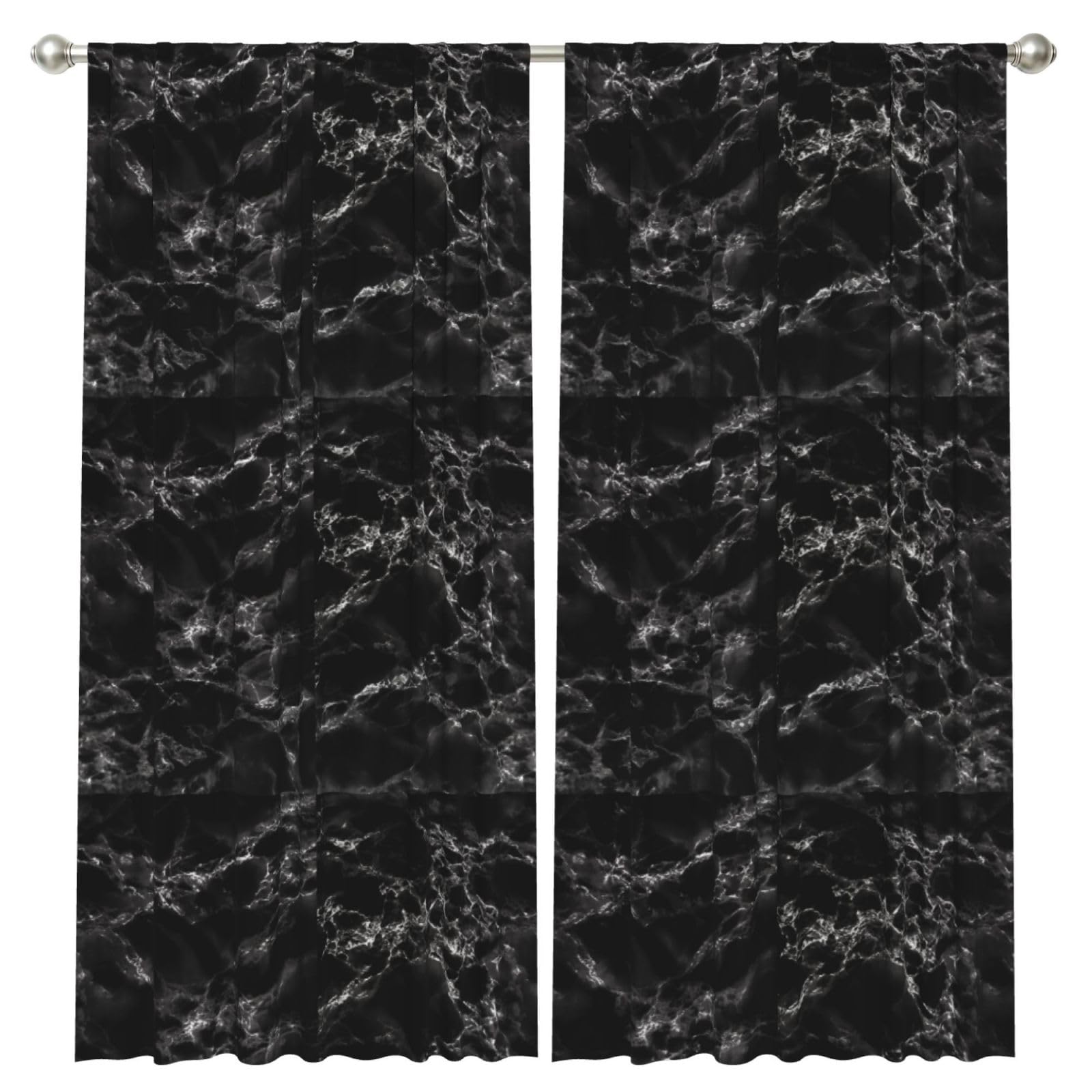 InOmak Marble Pattern, 2 Panels Window Curtains 52 x 84 Inch Blackout Curtains for Living Room Bedroom