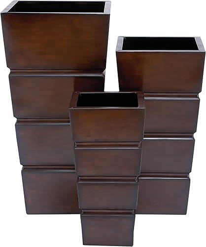 Deco 79 Maceta cuadrada de metal rústico, juego de 3 31 pulgadas, 25 pulgadas, 20 pulgadas de alto, marrón disponible en Yaxa Colombia