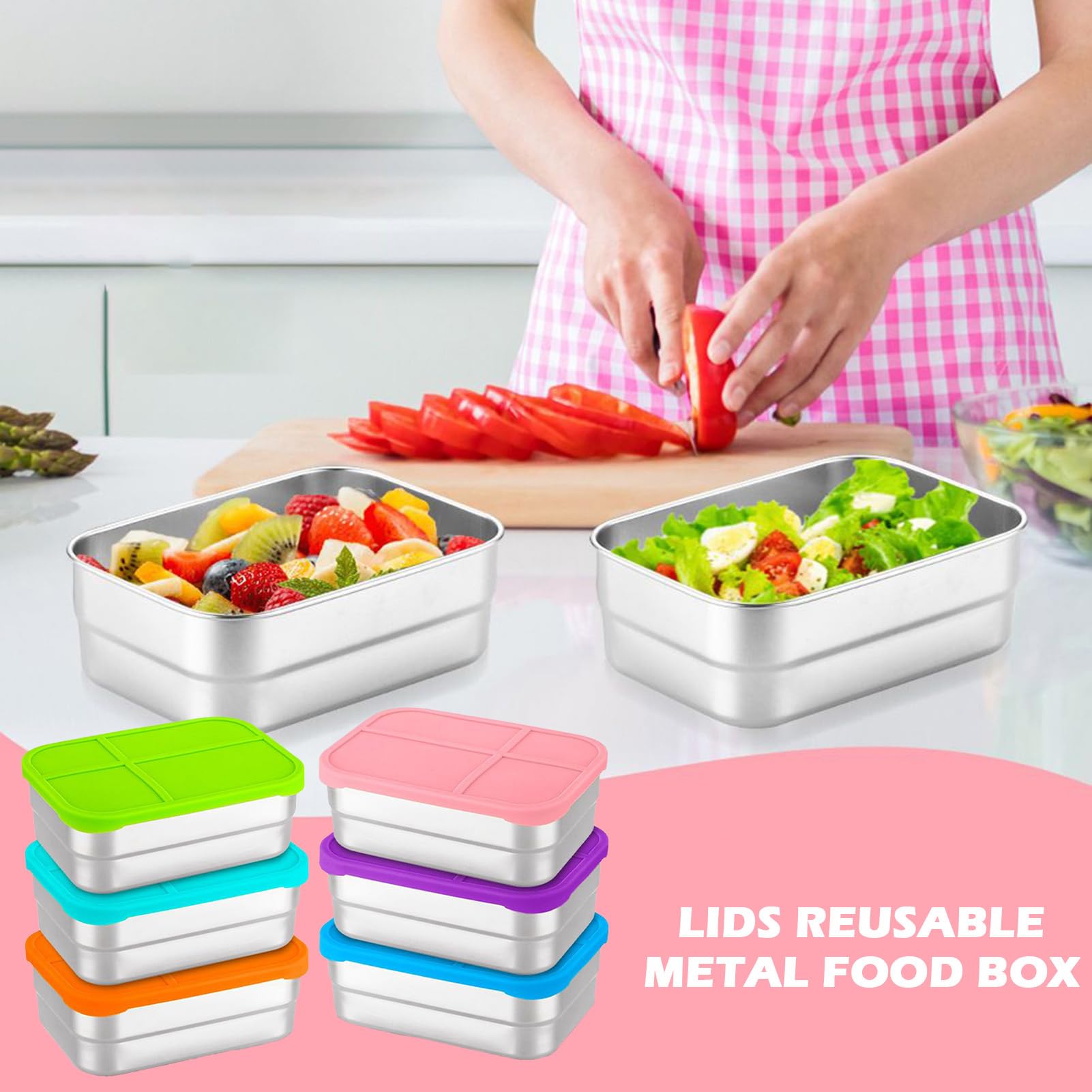 Para Snacks De Acero Inoxidable Recipiente Para Almacenar Comidas Y Snacks | Apilable Para Alimentos Para Viaje, Picnic, Guardería, Deportes, Oficina, Hogar, Camping, Senderismo, Aire Libre