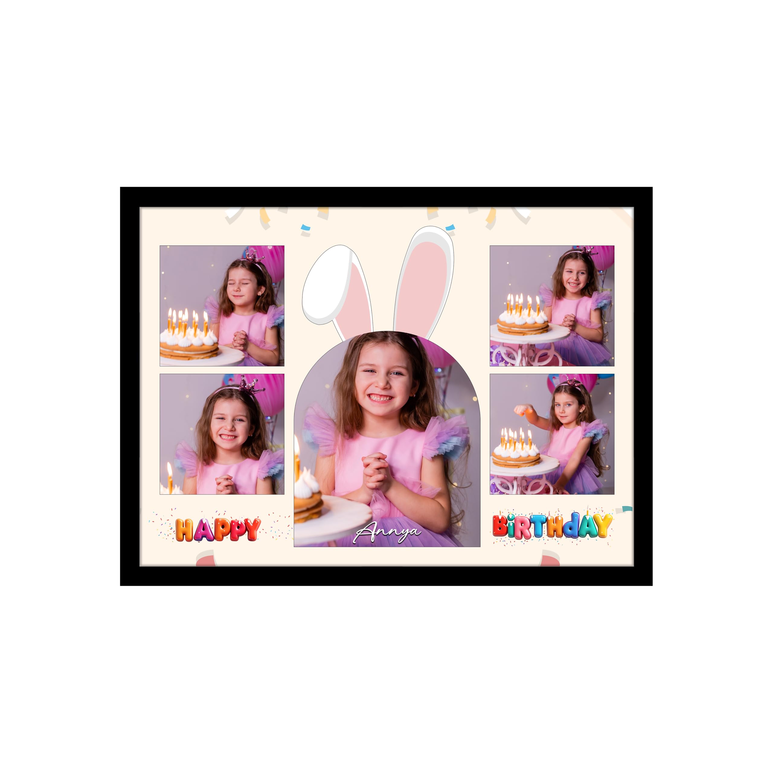 SNAP ART Personalized Happy Birthday Wall Photo Print Collage with 5 Photo Upload Customized Photo Frame Gift For Kids, Sister, Brother and Friends (Frame Size 13x18 inch) 3