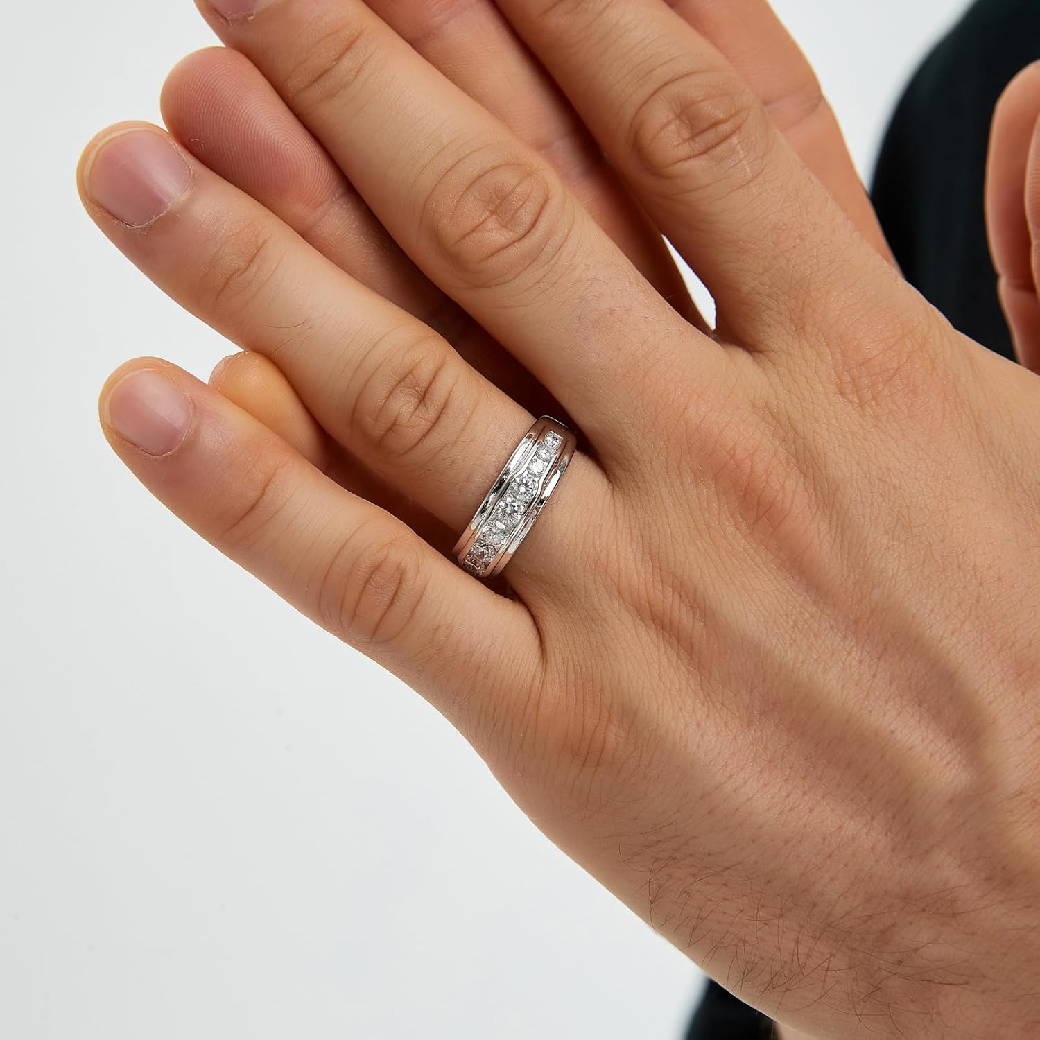 S925 Mens Wedding Rings AAAAA Cubic Zirconia Wedding Band Engagement Rings for Him Size 8-12