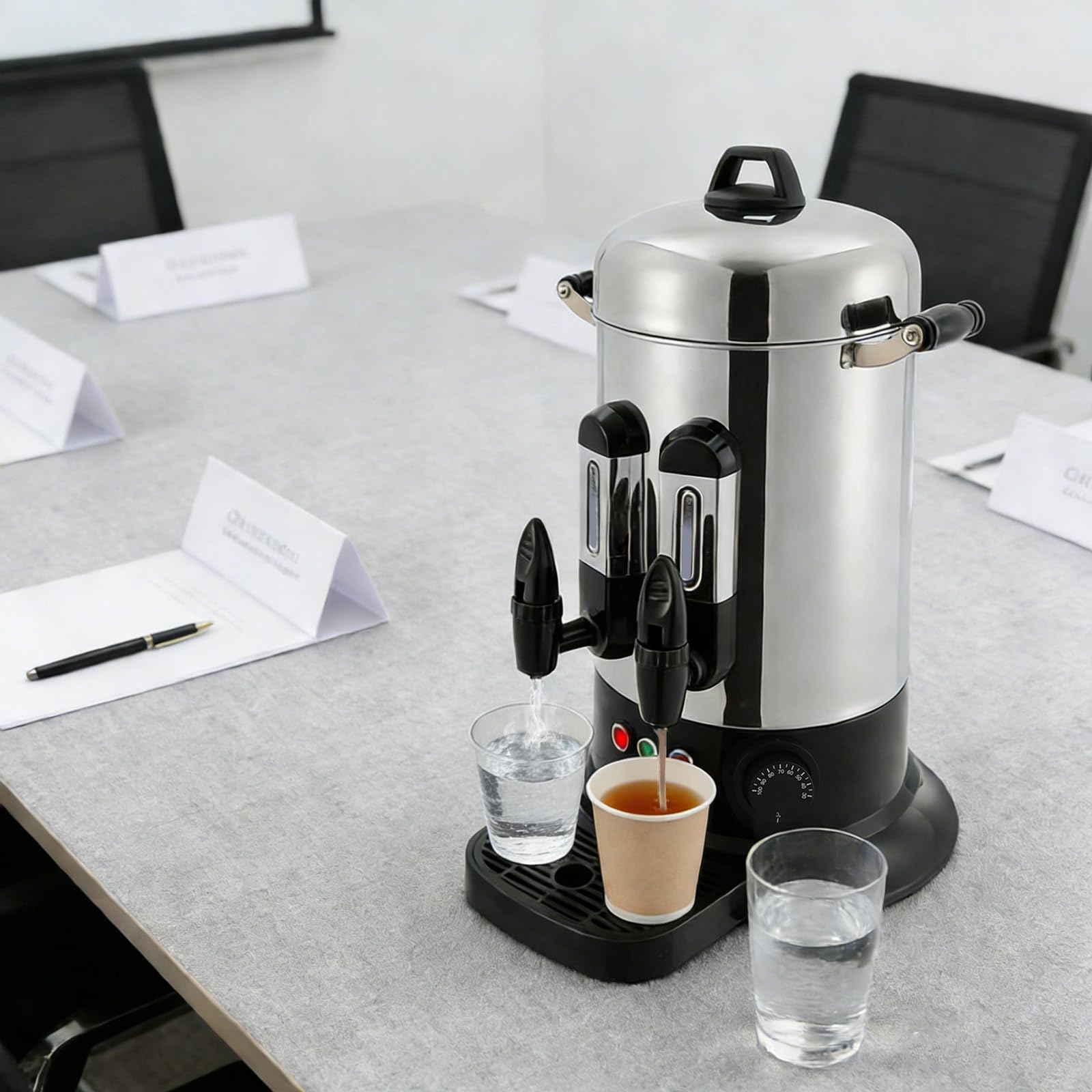 Urna da caffè commerciale da 8 l, in acciaio inox 201, 50 tazze, con percolatore, macchina da caffè a doppia parete in acciaio inox con controllo della temperatura regolabile e mantenimento al caldo