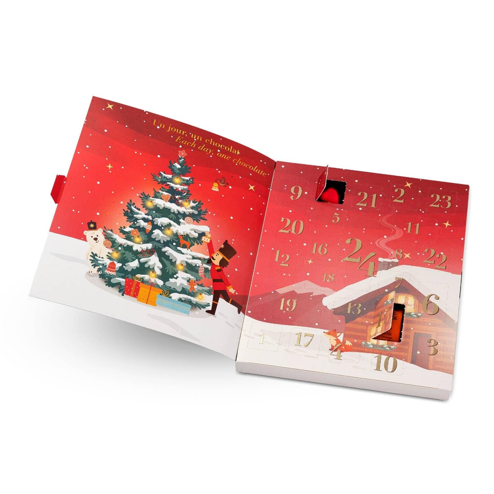 Café-Tasse Calendario de Adviento con 24 Chocolates Belgas Artesanales, Mini Tabletas y Bombones, 214 g