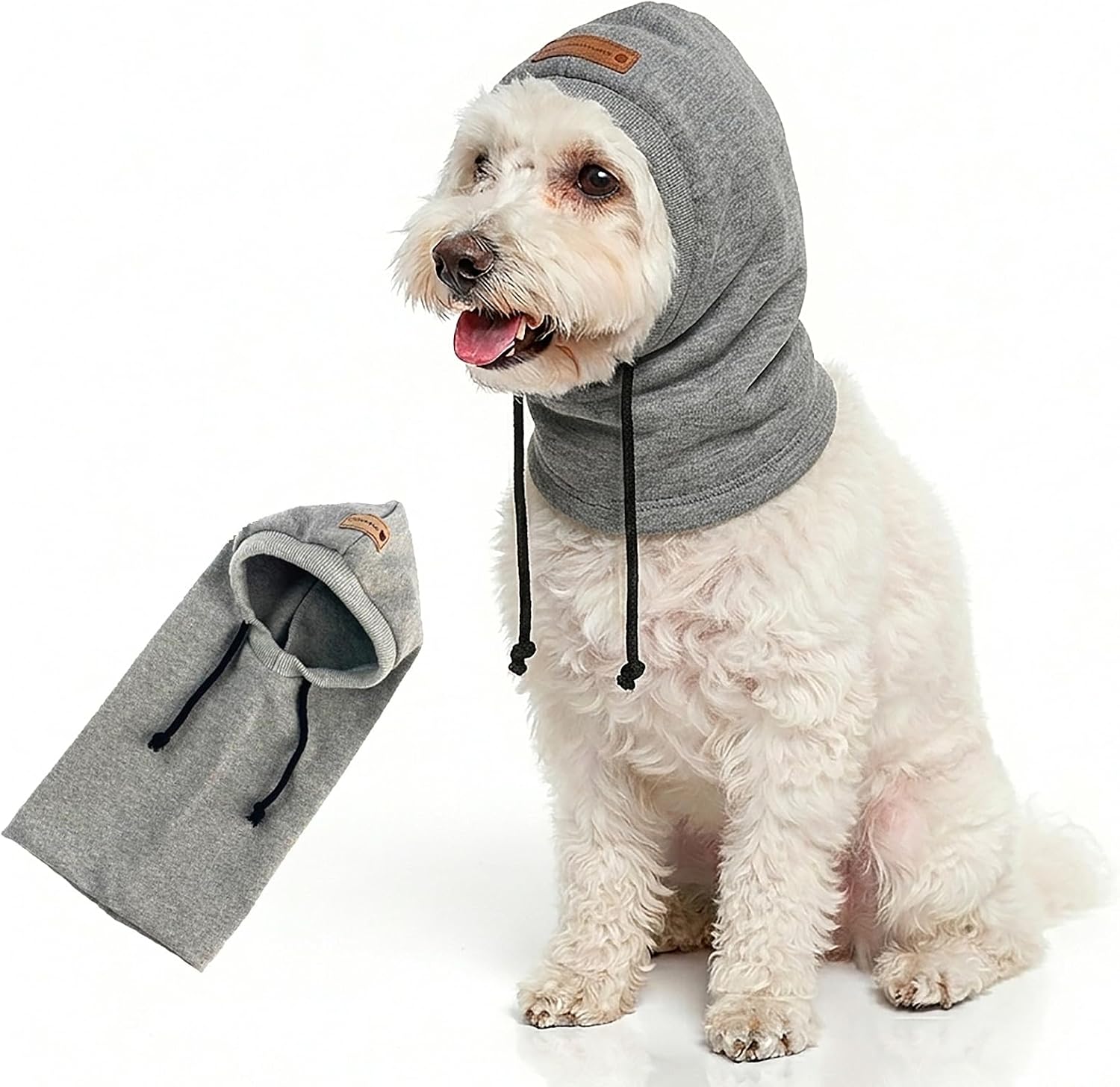 Dog Hat | Bandana for Warmth, Perfect for Fireworks, Thunderstorms, and Grooming（Grey-S）