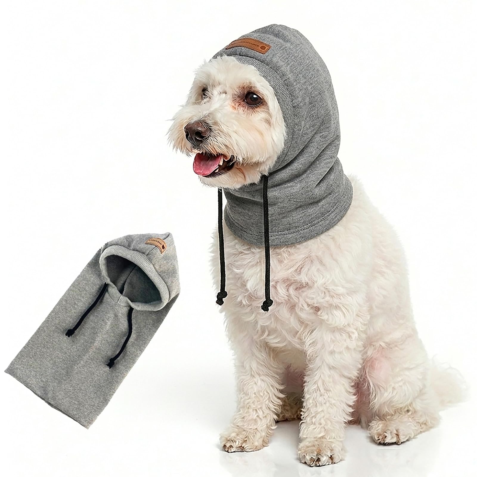 Colenumone Dog Hats for Outdoor Photo Props, Calming Dog Snood & Ear Protectors for Noise, Versatile Dog Bandana for Anxiety Relief, Fireworks & Grooming, Soft Breathable Pet Headwear(grey-S)