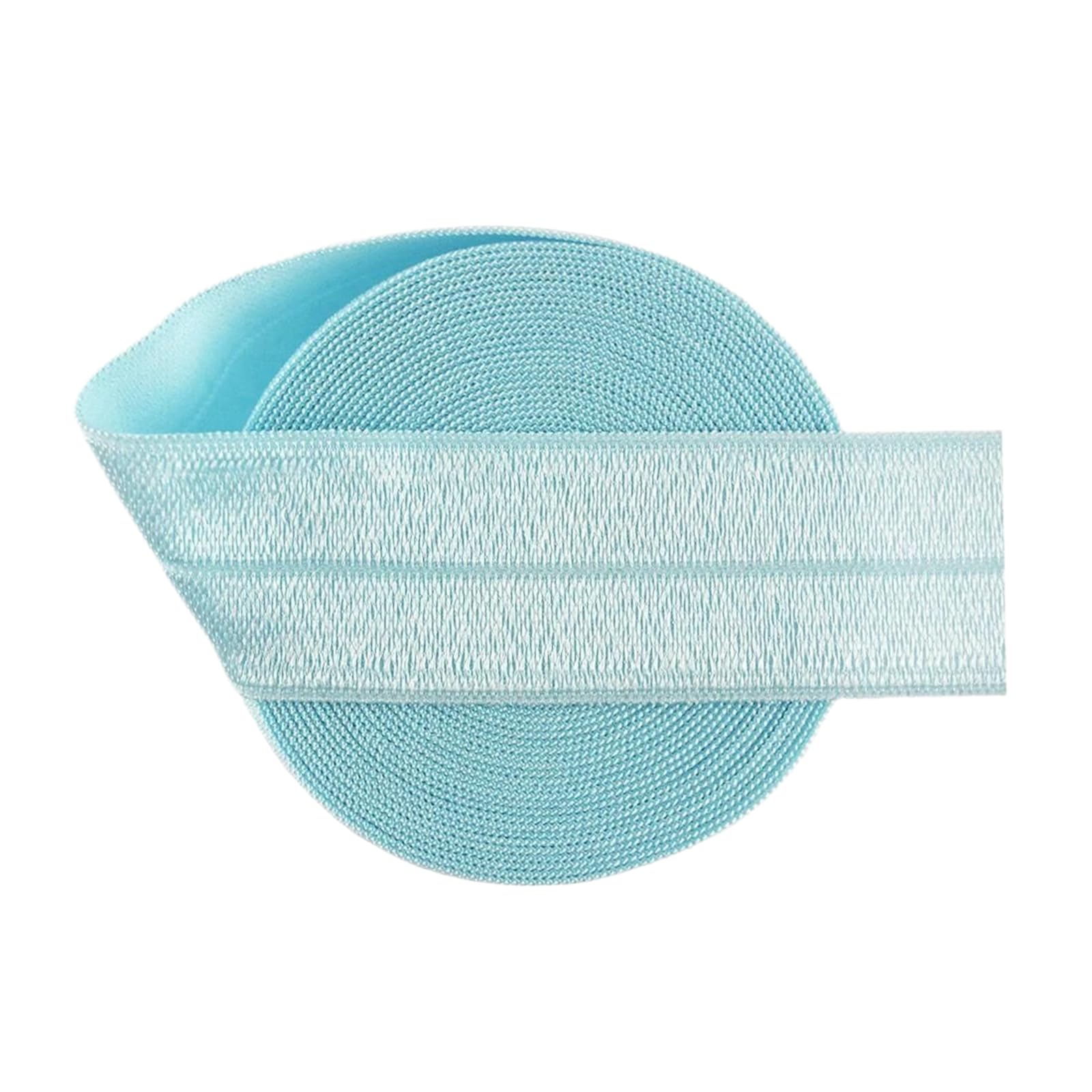 1" 25mm Solid Spandex Satin Bandfold Over Elastic, Blue Topza, 25mm,10 Yards