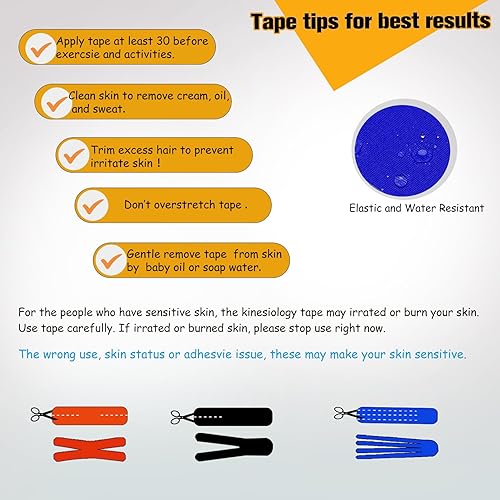 Miniatura 7 de Cinta de kinesiología precortada de 3 rollos, cinta deportiva atlética para músculos y articulaciones, cinta de terapia física para rodilla,