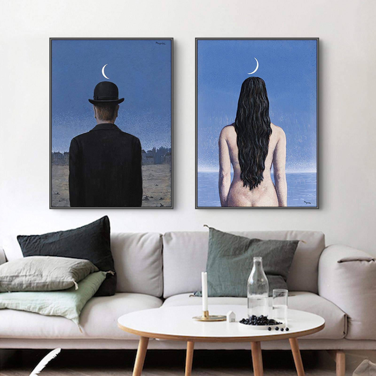 Amazon.co.jp: ルネマグリットの有名な絵画の男性と女性のポスターと