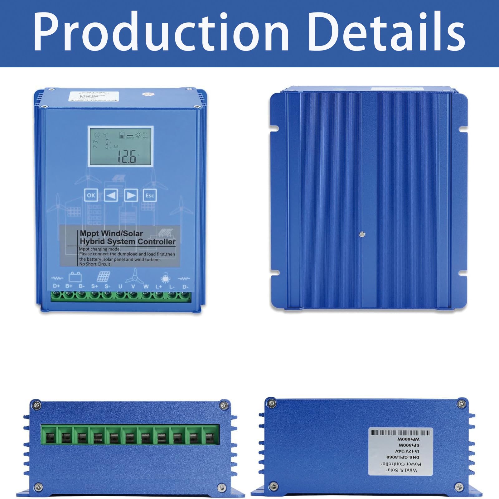 Hybrydowy regulator ładowania 6000 W-14000 W, podwójny zasilacz fotowoltaiczny i akumulatorowy, generator MPPT 24 V do systemów energii wiatrowej i słonecznej