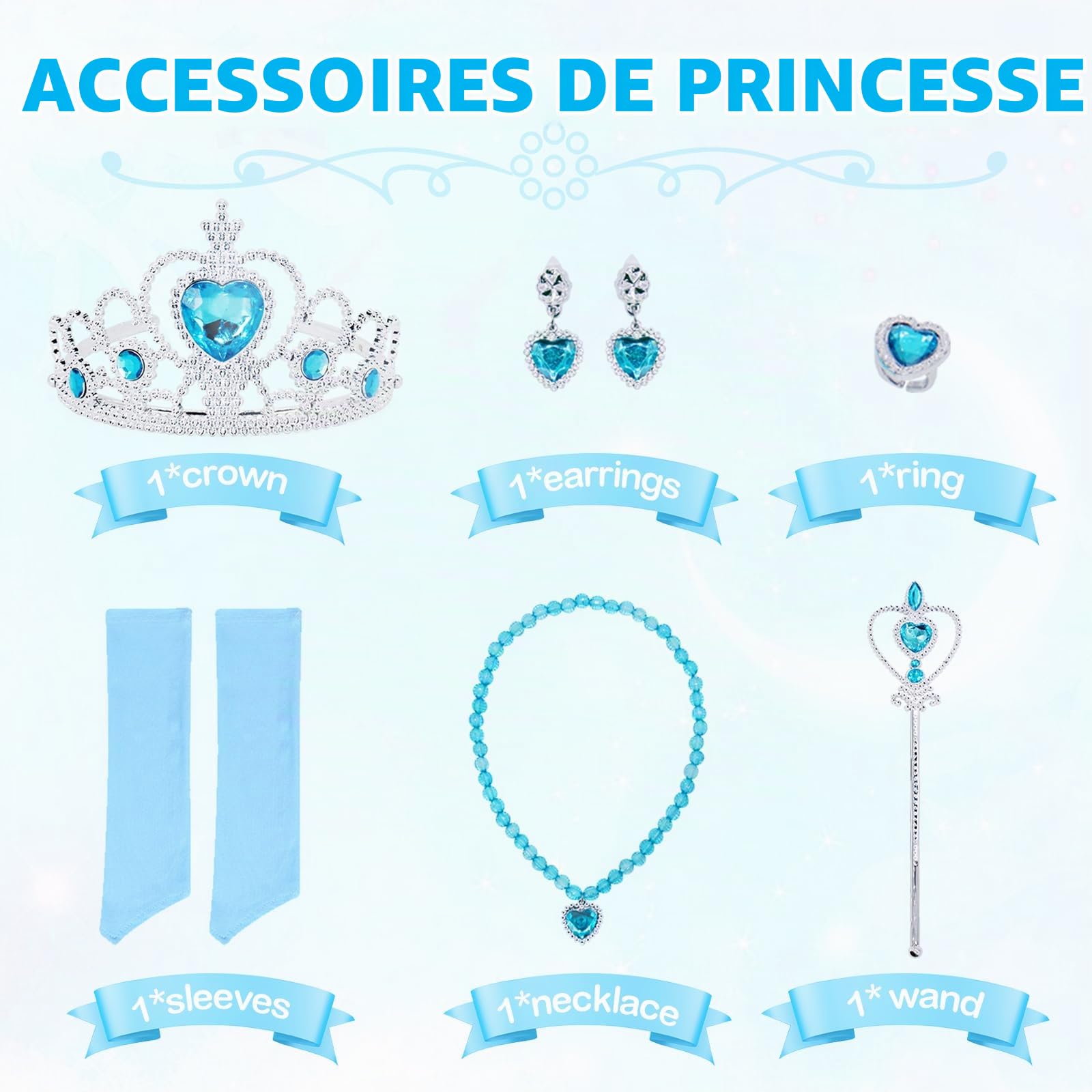 Berich Robe Cendrillon pour fille - Déguisement de princesse