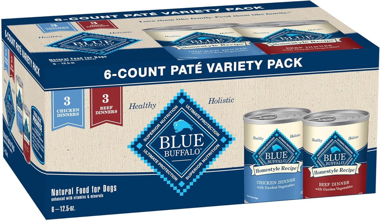Blue Buffalo Homestyle Recipe Chicken & Beef Dog Wet Food Variety Pack 12.5oz x 6 Cans image 7