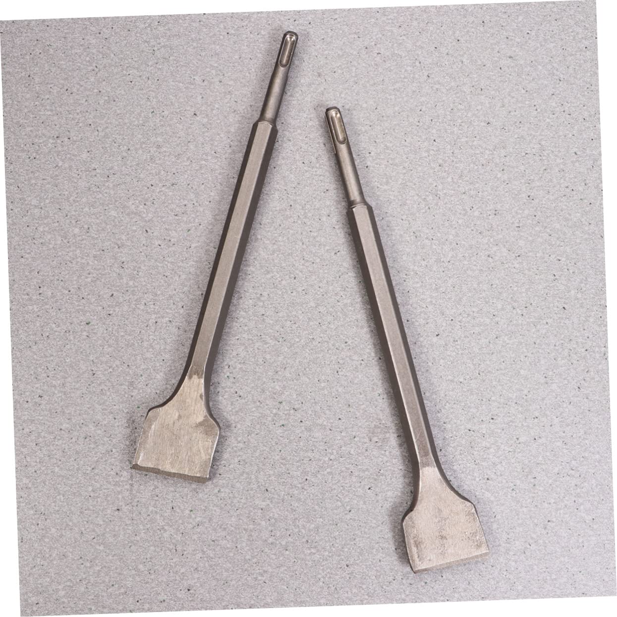 Lot De 2 Burins Plats Élargis Hexagonaux Pour Marteau-perforateur Électrique, Ciseau Plat 14 x 250 x 40 Mm, Acier Traité Peinture, Usage Murs Ciment Brique Pierre