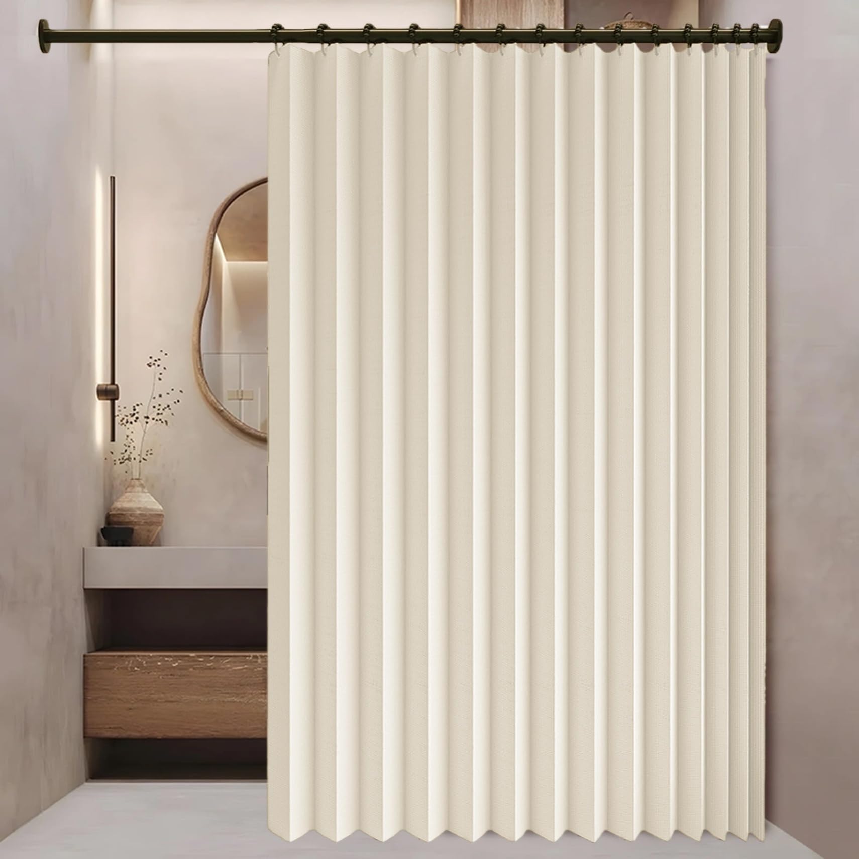 Magnetischer Türvorhang für Schrank 230 x 190 cm Raumteiler, Kälteschutz Lärmschutz Thermovorhang mit Ösen Raumteiler Vorhang für Tür Schrank Wohnzimmer, Beige