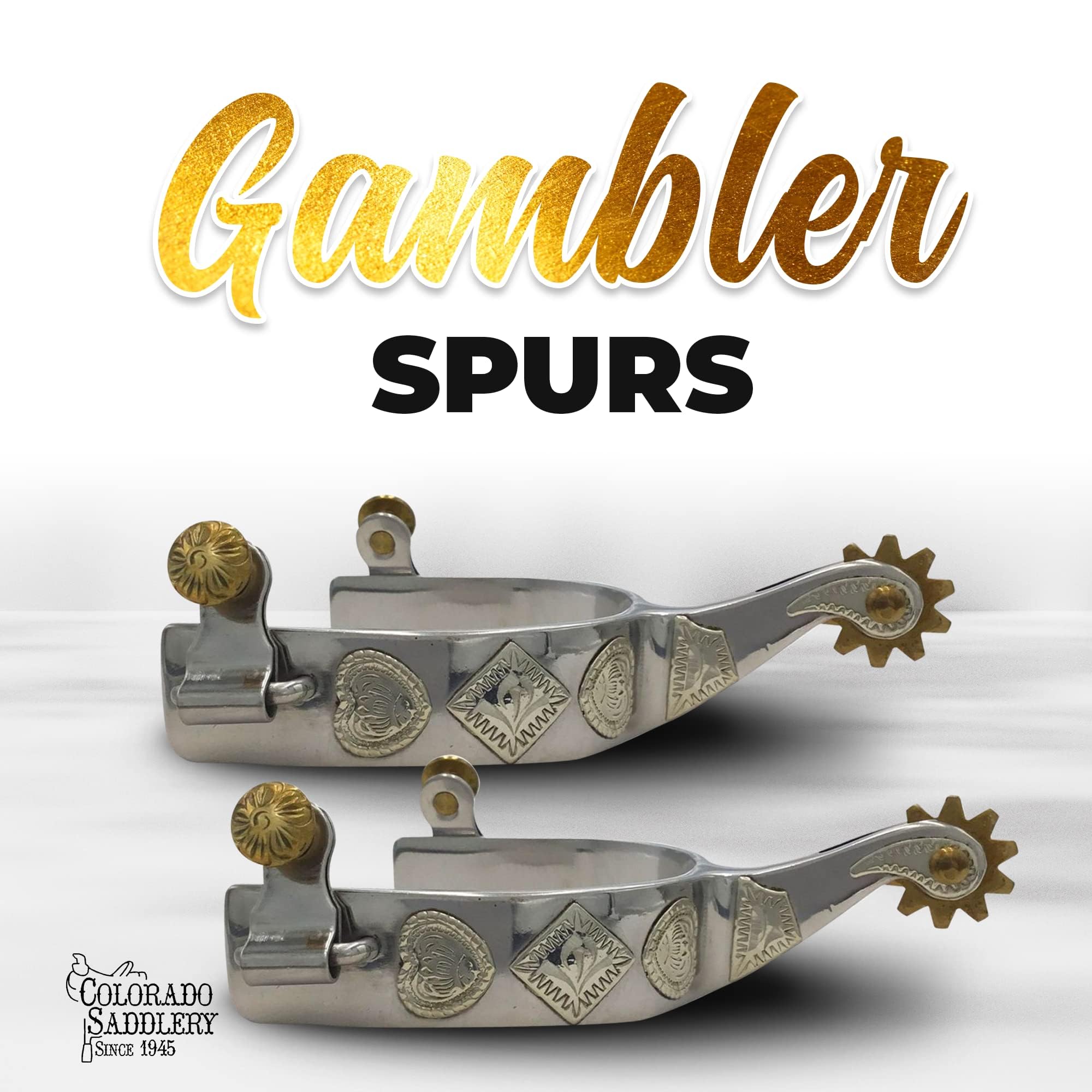 Colorado Saddlery The Gambler Spurs for Men - Stainless Steel, Stylish Boot Spurs with 10 Point Rowels - Perfect for Trail Riding, Horse Tack, Outfitting - Comes in a Pair