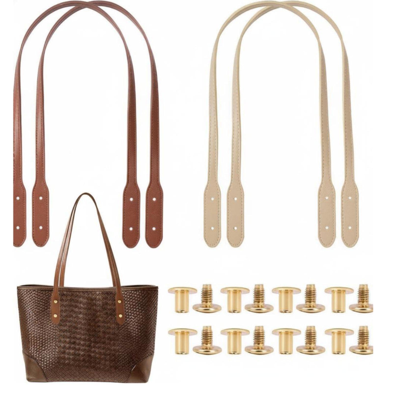 4 Pieces PU Leather Purse Handles Pre-Drilled Holes PU Leather Bag Handle Replacement Handbag Straps for Crafters-image-24