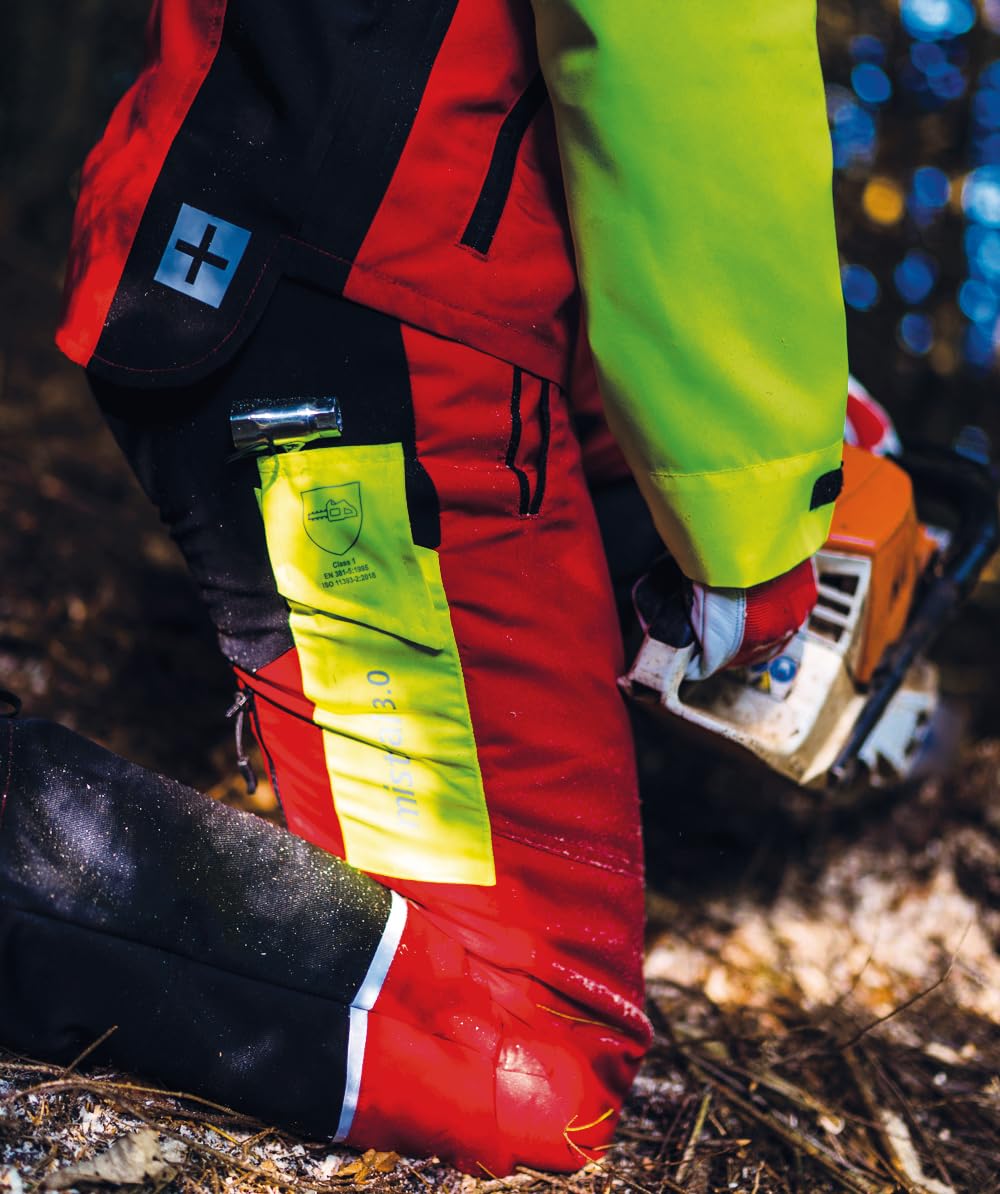 KOX Schnittschutzhose Mistral 3.0 Rot/Gelb Größe 98 | Typ A