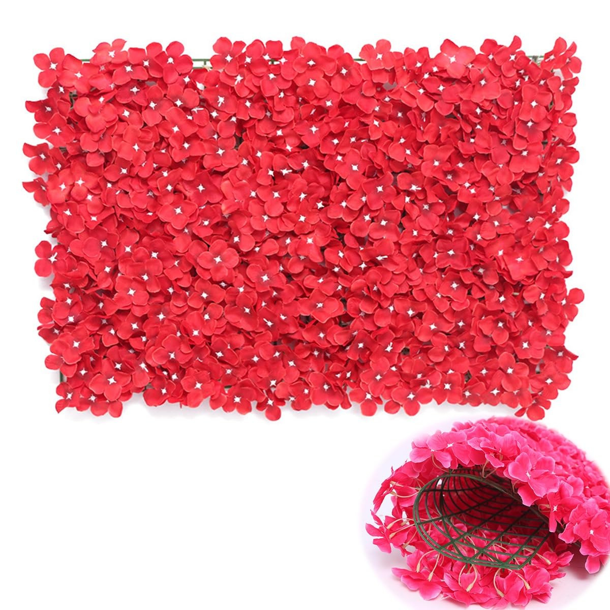 GLazzy 10 Pcs Flower Wall, Artificial Flower Wall Panels 3D Silk Hydrangea Flower Wall Mat for Wedding, Party, Home Decor (Color : Red, Size : 20pcs)