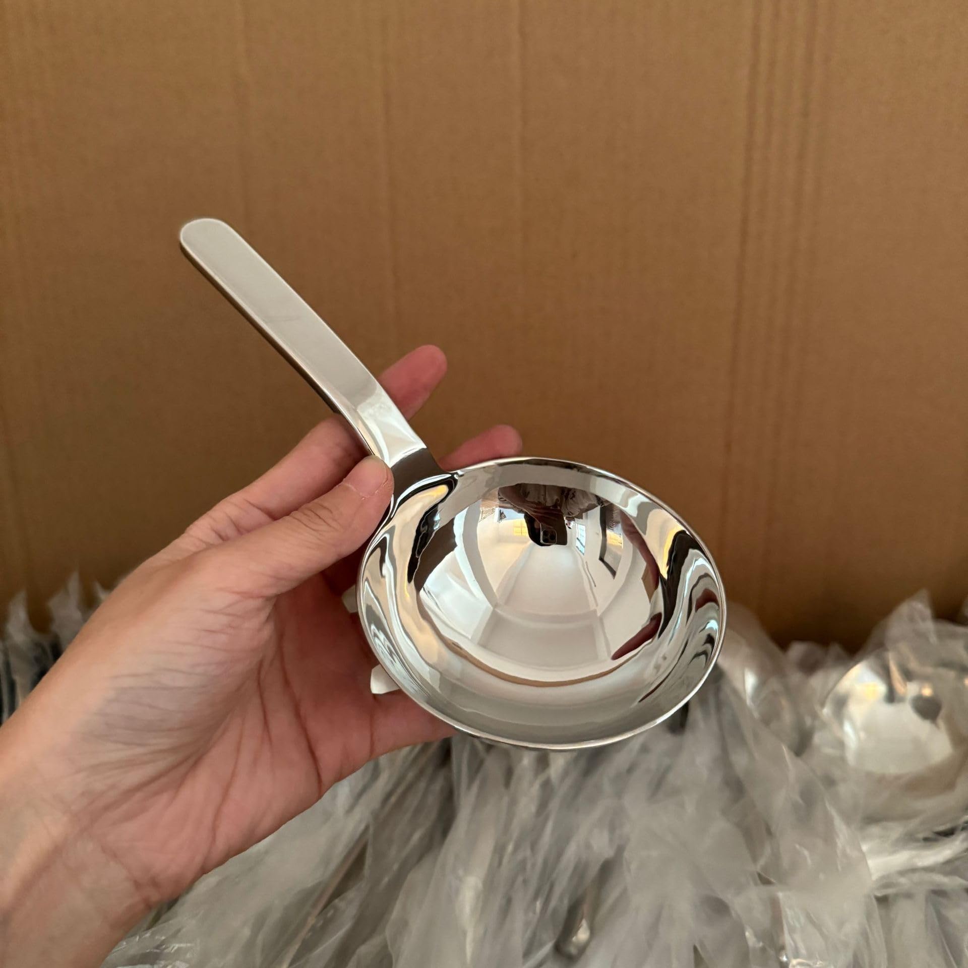 ONUIFIKE Silverware Set, 18-10 stainless steel short handle large round spoon soup spoon large head serving spoon serving spoon, Cutlery Flatware Set