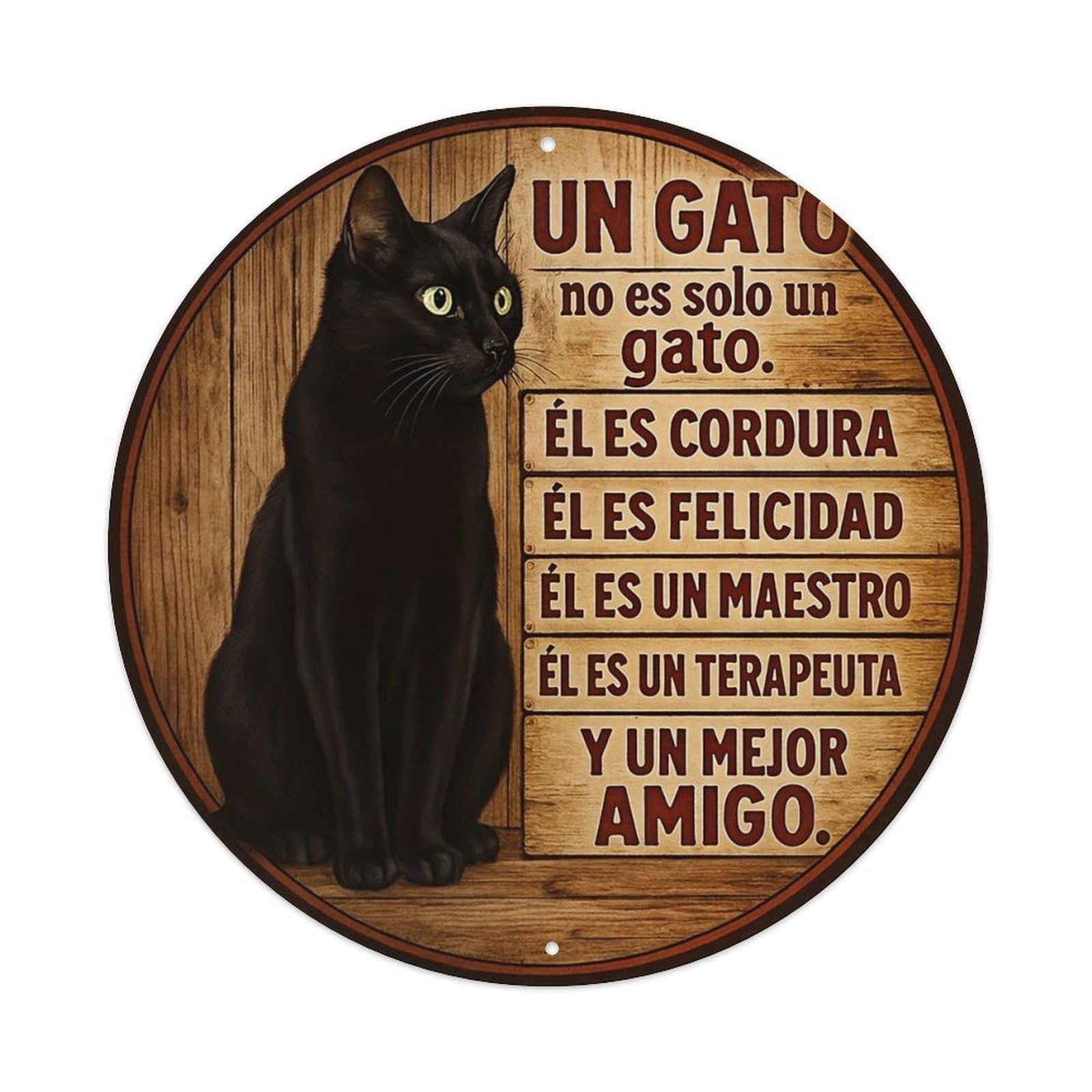 Black Cat Sign Text Metal Tin Sign Plaque