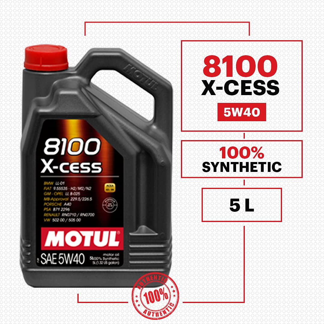 Motul 102870 - Aceite de motor 8100 X-cess (5W40, 5L)