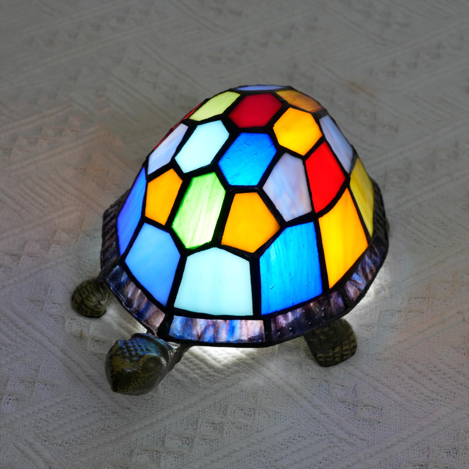 NUODITOS Tiffany Turtle lamp Stained Glass Turtle Night Light Small Table lamp for Bedside Living Room Children's Room Decoration Desk Lamp Mini Decor Nightstand Light - Image 3