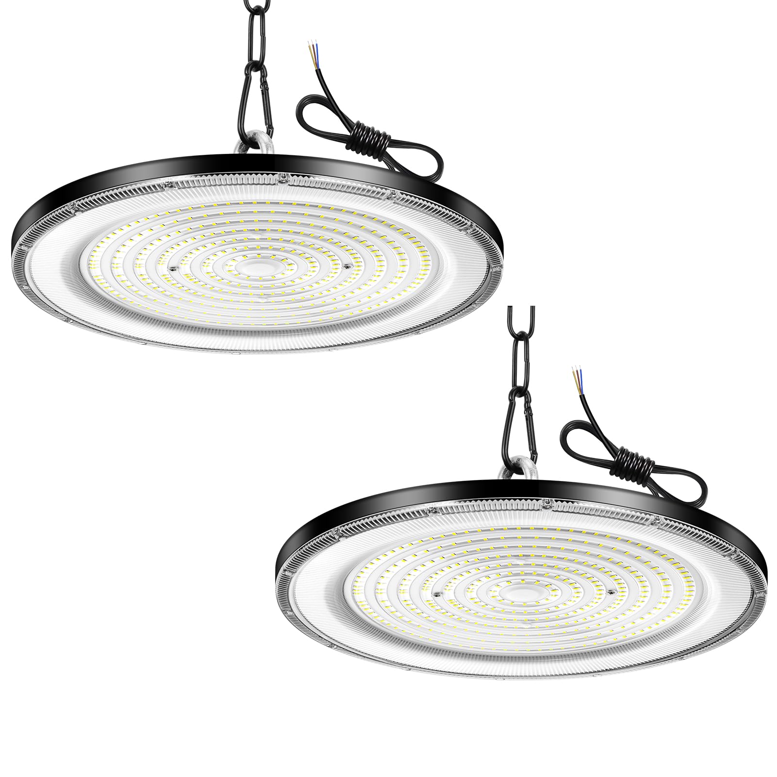 wowspeed 2PCS 500W LED UFO High Bay Light, 50000lm Garage Lighting, 6500K Cold White Hight Bay, IP65 Waterproof Commercial UFO Lamp for Factory Workshop Gym Warehouse Shop