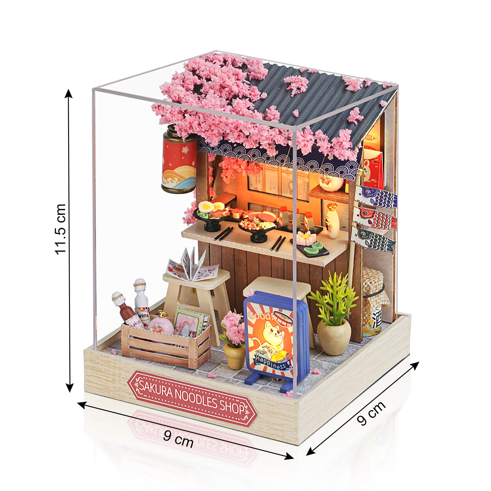 Cuteefun Zestaw DIY Drewniany Domek dla Lalek, DIY miniaturowe zestawy domków dla lalek z meblami i osłoną przeciwpyłową, ręcznie robiony miniaturowy zestaw dla nastolatków, prezent dla dorosłych