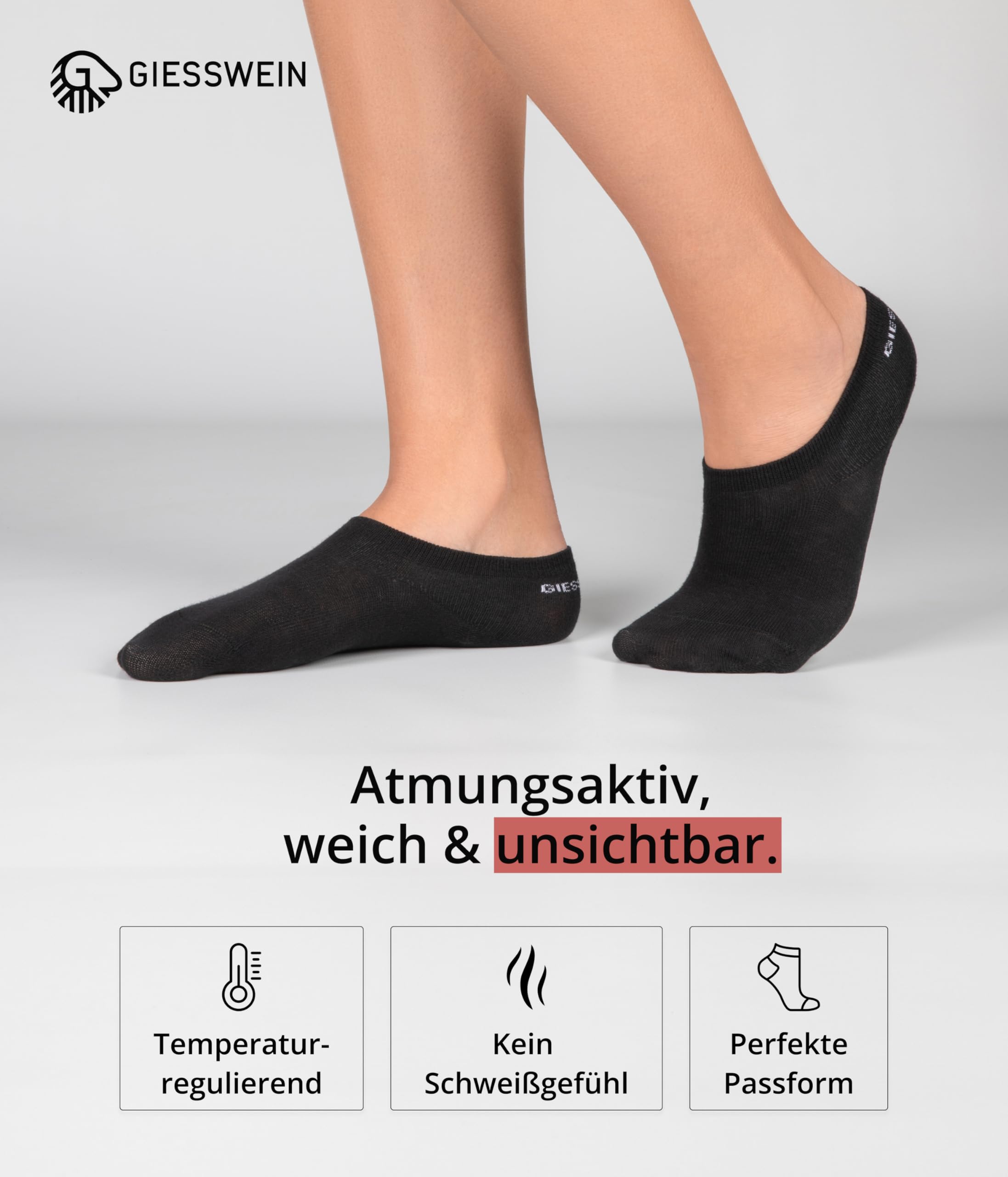 Giesswein Füßlinge Damen & Herren 6er | 10er Pack - Unsichtbare Socken | Atmungsaktive & rutschfeste Sneakersocken – weich & temperaturregulierend für Sport & Freizeit, 6er/10er Pack