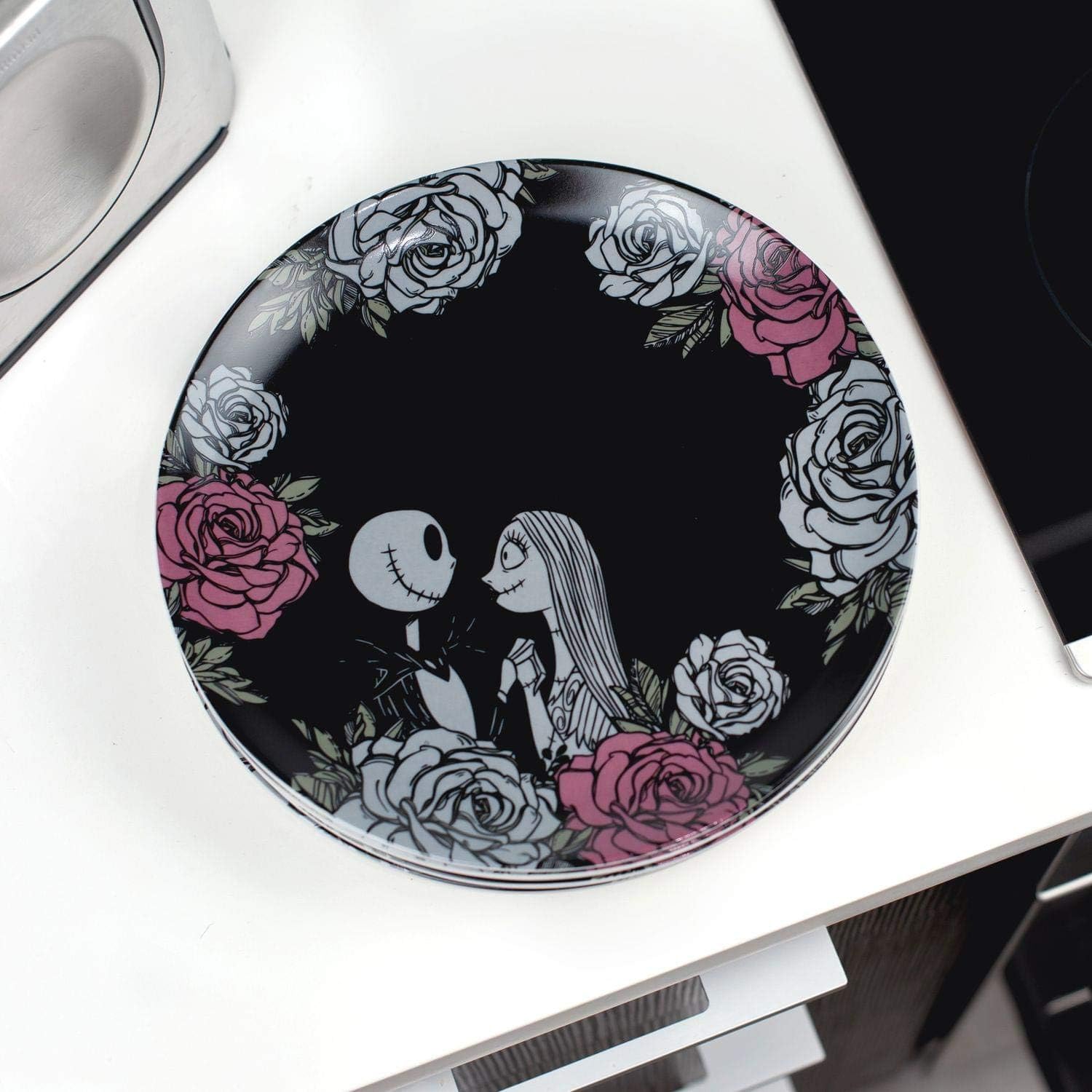 OFFICIAL The Nightmare Before Christmas Plate Set | 10" Ceramic Plates Feat. Jack and Sally | Set of 4