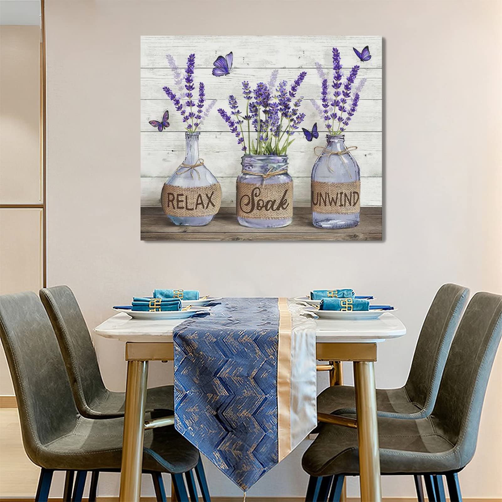 LZIMU Toile murale lavande - Décoration murale violette - Fleur violette - Plante botanique - Pour salle de bain, cuisine, chambre à coucher (Lavander-2, 30,5 x 30,5 cm
