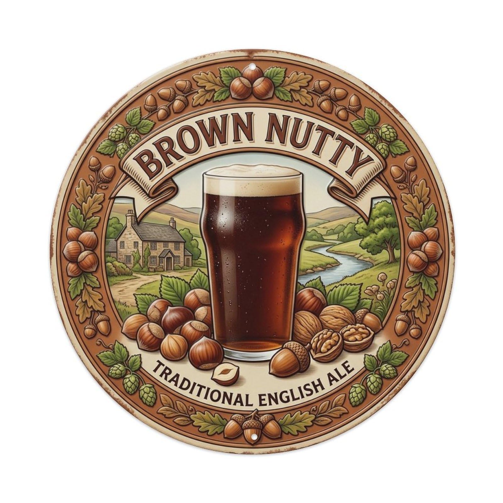 Old School English Brown Ale Pub Culture Strong Brew Metal Tin Sign